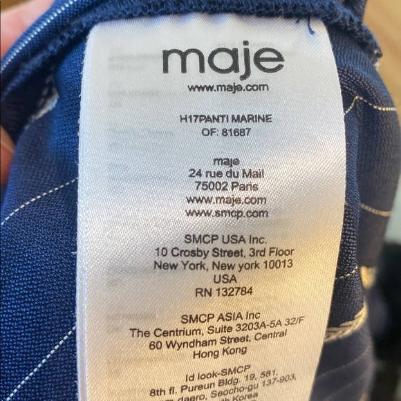 MAJE Panti V-neck Pinstriped Woven Jumpsuit In Marine Size 36 or Small - Picture 14 of 15